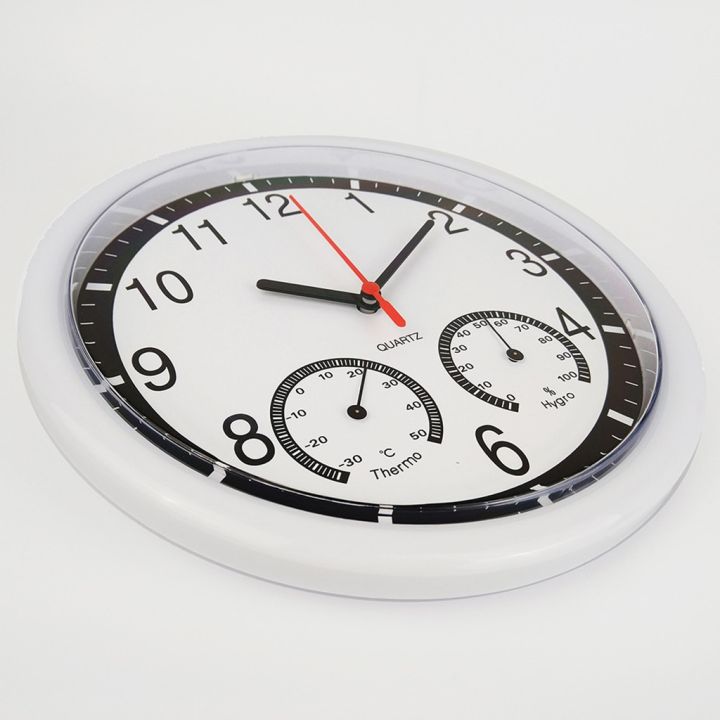นาฬิกาแขวนผนังควอทซ์คลาสสิกสมัยใหม่พร้อมจอแสดงความชื้นในเครื่องตกแต่งฝาผนังทรงกลม-clock10ทันสมัย