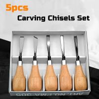 Citop 5pcs Wood Carving Chisel Set Knife Butt/Angle/Tilt/Round/Arc Scimitar Woodcut Woodworking Craft Knives DIY Hand Tools