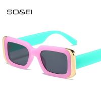 【LZ】◄✔  SO EI Ins Popular Fashion Square Sunglasses Women Retro Brand Designer Jelly Color Shades UV400 Men Gradient Sun Glasses