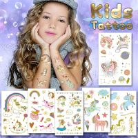 hot【DT】 Kids Cartoon Unicorn Temporary Tatto Sticker Child Baby Boy Pink Flash Tatoo