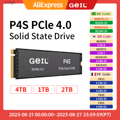 GeIL P4S M2 SSD 512Gb 1T โซลิดสเตทไดรฟ์ภายใน M.2 NVME PCIe Gen 2280 4.0X4สำหรับโน็คบุคตั้งโต๊ะ PC PS5 Zlsfgh