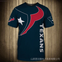 Fashion NEW (สต็อกเพียงพอ) 2023 houston 3d mens fashion texans t-shirt geometric graffiti bull head print casual topsคุณภาพสูง size:S-5XL