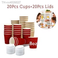 ✴ Copos de café papel descartáveis com tampa espessamento camada dupla portátil eco amigável bebida quente e fria 8oz 40pcs por conjunto