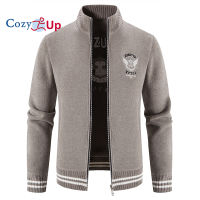 เสื้อกันหนาวแขนยาวผู้ชาย Cozy Up ใหม่ปักคอปกบางยืนบวกขนแกะถัก