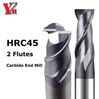 YZH HRC45 End Mill CNC 2 ขลุ่ยเครื่องมือตัดมิลลิ่งคาร์ไบด์ 1 ถึง 20 มม. เครื่องมือกัดเครื่อง CNC