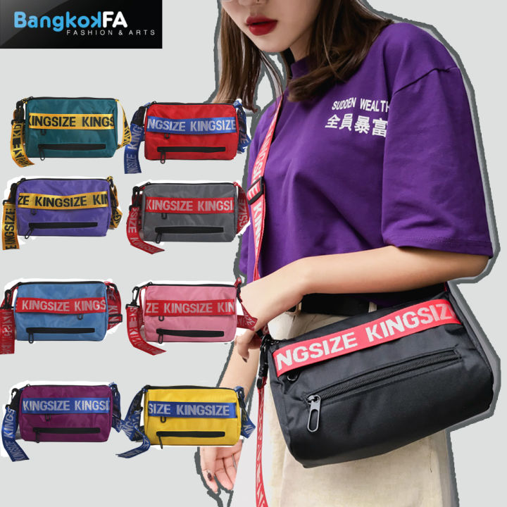 bangkokshop-b434-u1กระเป๋าผ้าสะพายข้างkingsize-ป้ายอักษรกลับหัว