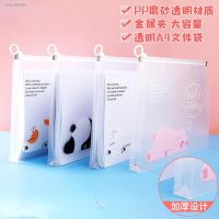 ❃ 4pcs Transparent A4 file folder Data bag Plastic Student Paper Storage Bag Cute Cartoon Pattern Zipper Pocket Folders