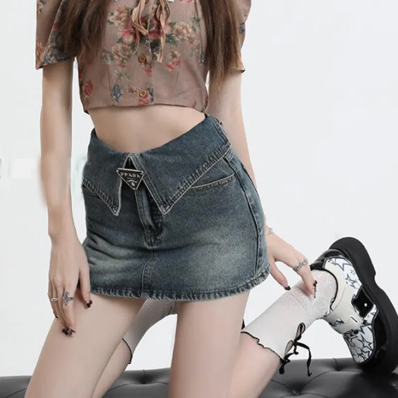 Asian Hot Denim shorts women's American style spicy low-waisted