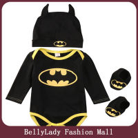 BellyLady ชุดรอมเปอร์ Unisex แฟชั่นแขนสั้นสำหรับเด็กผู้หญิงเด็กผู้ชายบอดี้สูทกับถุงเท้าหมวกผ้าฝ้ายเสื้อผ้าเด็กอ่อนชุดเด็กทารก