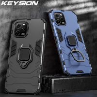 KEYSION เคสเกราะกันกระแทกซิลิโคนนิ่มสำหรับ Huawei Nova Y61 + PC ฝาหลังโทรศัพท์ขาตั้งแหวนโลหะสำหรับ Huawei Nova Y61