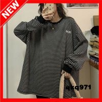 qkq971 Striped T-Shirt Bottoming Shirt Round Neck Long-Sleeved Sweater WomenS Korean Style Top Clothes