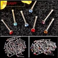 78YUANFF 60PCS 60 ชิ้น 1.8 มม. สแตนเลส เพ้นท์เล็บ สำหรับผู้หญิง เด็กผู้หญิง กระดุมเข็มกระดูกหู สตั๊ดจมูก ชุดแหวนจมูกคริสตัล ชุดเจาะ