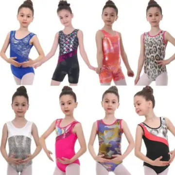 inhzoy Kids Girls One Piece Ballet Dance Full Body Shiny Metallic