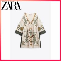 Zara ใหม่ ชุดเดรสสั้น ผ้าลินิน ปักลาย สําหรับสตรี 3w