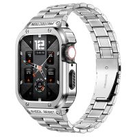 Stainless Steel Case Strap For Apple Watch Band 45mm 44mm 45 44 mm Bumper frame Cover Accessories iwatch series 4 5 6 SE 7 Strap