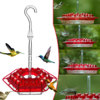 Gardening Hexagonal Bird Feeder Built-In Moat Diamond Shape Multi Hole Hanging Hummingbird Feeder with Perch