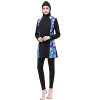 COD SDFERTGRTYTYUYU 2pcs Long Sleeve Top Pants Beachwear Women Muslimah Hijab Full Cover Swimming Suit S-5XL Swim Wear