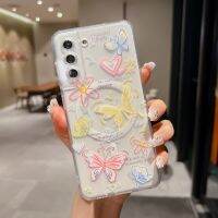 FAXOXA เคสโทรศัพท์ TPU แบบน่มสำหรับ Samsung S22บวกลายดอกไม้,สำหรับ Samsung S23 S22 S21 S20ด้านหลังที่ใสเป็นพิเศษ