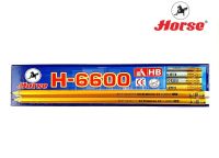 Horse ตราม้า ดินสอดำ HB  แท่งกลม สีทอง H-6600 บรรจุ 12 แท่ง/กล่อง จำนวน 1 กล่อง