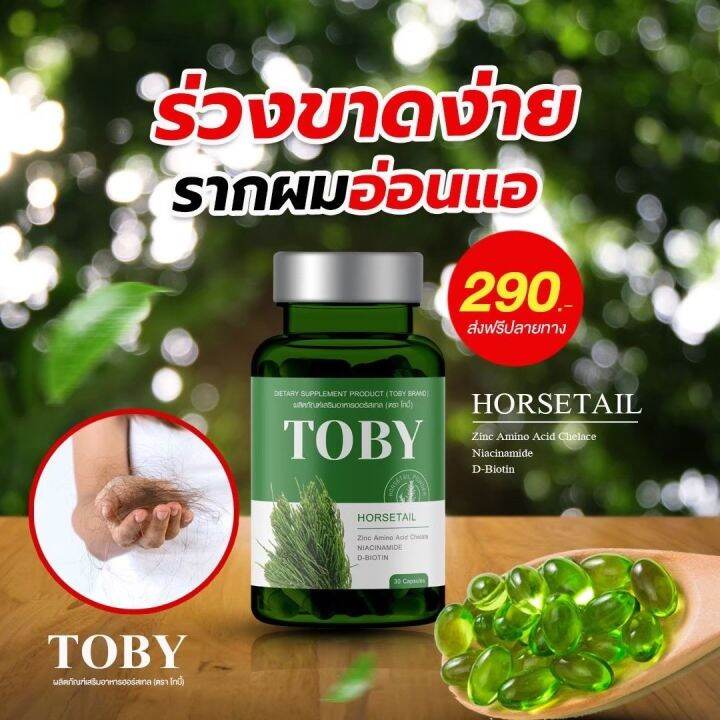 ของแท้-พร้อมส่ง-toby-horsetail-วิตามินลดผมร่วง-ผมบาง-หัวล้าน-อาหารเสริมบำรุงเส้นผม-หญ้าหางม้า-บำรุงผม-ผมแห้งเสีย-แตกปลาย-ผมมัน-ขาดหลุดร่วง-1-กระปุก-30-ซอฟเจล-290-ส่งฟรีปลายทาง