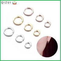 QIZUI 1PC Punk Rook Daith Conch Snug ซิลเวอร์ โกลด์ โรสโกลด์ แหวนจมูก ต่างหูฮักกี้ฮูป CZ เจาะหู เครื่องประดับร่างกาย