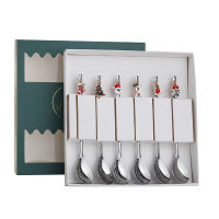 304 Stainless Steel Dessert Spoon Set High-end Coffee Spoon Watermelon Ice Cream Teaspoon Exquisite Pendant Christmas Gift Box