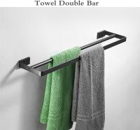 ๑ Double Bar Bathroom Bath Towel Rack SUS304 Black Towel Hanger Bathroom Accessories Wall Mounted Bar For Bathroom