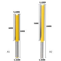 [พร้อมสต็อก] 50/76 ยาวตรงเราเตอร์บิต 1/4 นิ้วหด 3/8 มิลลิ่งตัดเส้นผ่าศูนย์กลางขอบก้านงานไม้ตัดตัด