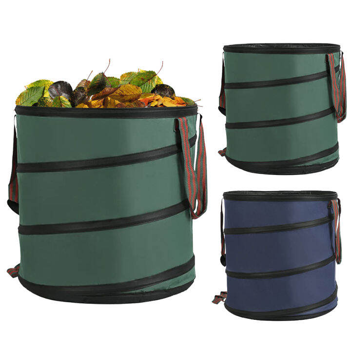 laundry-clutter-container-multi-purpose-portable-spring-bucket-cleaning-reusable-collapsible-lawn-oxford-cloth-garden-waste-bag