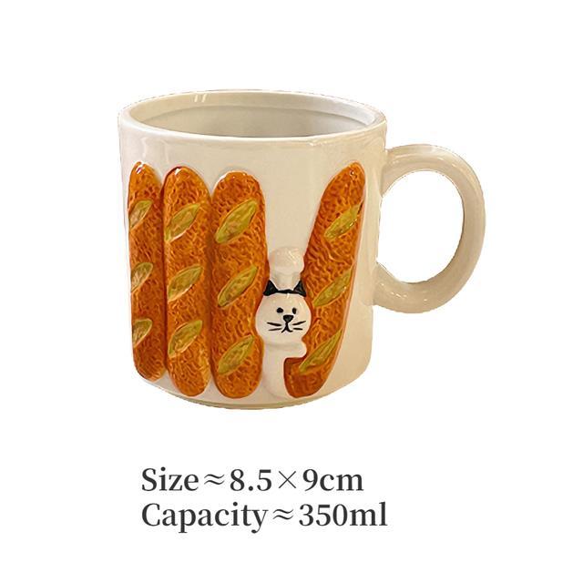 high-end-cups-สไตล์ญี่ปุ่นแก้วกาแฟเอสเพรสโซ่เซรามิก3d-การ์ตูนขนมปังแมวถ้วยน้ำชา200มิลลิลิตรความจุขนาดใหญ่ถ้วยอาหารเช้าสำหรับน้ำผลไม้นม