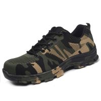 COD Large size 35~48 camouflage outdoor sports safety protection shoes mesh sneakers breathable deodorant anti-smashing anti-stabbing wear safety shoes mens shoes anti-smashing anti-stabbing steel shoes steel bottom work shoes MGIC