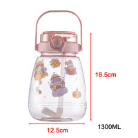 【cw】Summer Pot Belly Cup 1300ml Large Capacity Double Water Outlet with Portable Strap Plastic Straw Cup For Girls and Children 【hot】