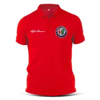 อัลฟาโรเมโอAlfa Romeo Polo เสื้อยืดโปโลสําหรับผู้ชายผ้าฝ้ายแขนสั้นขนาดใหญ่