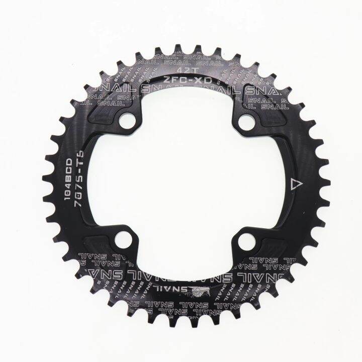 snail-ใบจานเดี่ยวจักรยาน-104bcd-ขนาด-40-42-44-46-ฟัน-mtb-mountain-bike-chainwheel-สีดำ