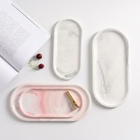 Nordic Marble Texture Tray Ceramic Oval plate Western Dish Dessert Dish Jewelry Storage Tray Baking Trays  Pans
