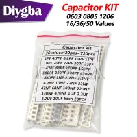 【CW】 320PCS 720PCS 2500PCS 0603 0805 1206 SMD Capacitor Assorted diygba 16/36/50 Values 1PF 4.7pf 6.8pf 1nf 1uf 4.7uf 100pf