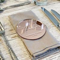 【YF】 Personalised Wwedding Names As Coasters Luxury Custom Mirror Gold Card Table Name Guest Seating Engraved Tag