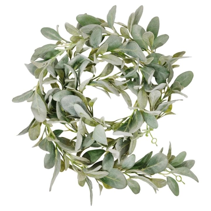 artificial-flocked-lambs-ear-garland-2meter-soft-faux-vine-greenery-and-leaves-for-farmhouse-mantel-decor