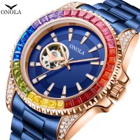 New fashion cross-border rainbow drill ONOLA/Mr LuoNa automatic mechanical watch male solid stainless steel with waterproof --238811Hot selling mens watches┋