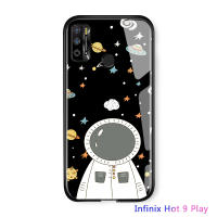 UCUC เคสโทรศัพท์ เคสโทรศัพท์ Infinix Hot 9 Play เล่นหรูหราการ์ตูนสำหรับสาวๆดวงจันทร์อาทิตย์อวกาศนักบินอวกาศGalaxyกรณีเคลือบเงากระจกกลับขอบนุ่มปกปลอก