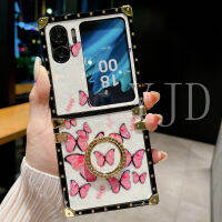 เคส YJD สำหรับออปโป้ไฟนด์ OPPO Find N2 Flip แบบฝาพับเคสสำหรับโน้ตบุคลายผีเสื้อมีห่วงเคสโทรศัพท์กันกระแทก