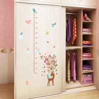 Cartoon animals colorful butterfly deer height ruler measurement wall stickers for kids room growth table nursery decor