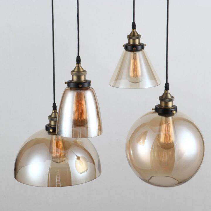 Retro Simple Pendant Lights Living Room Restaurant Glass Pendant Lamps