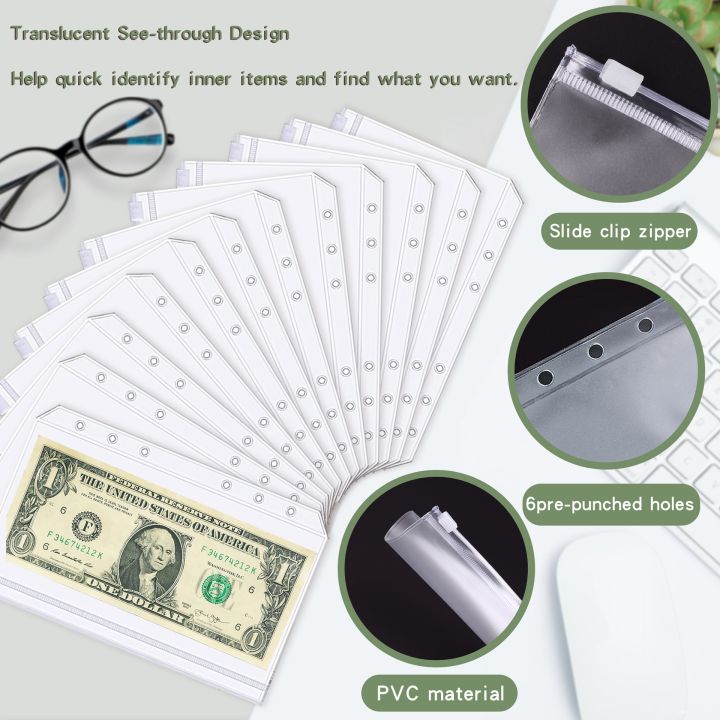 a6-binder-budget-planner-notebook-covers-folder-a6-size-6-hole-binder-pockets-plastic-binder-zipper-money-saving-envelope