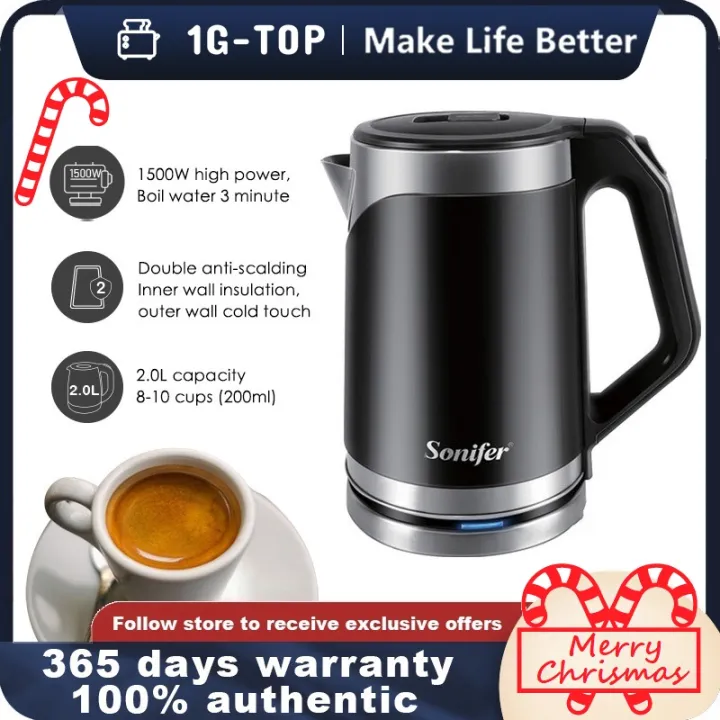 1GTOP Electric kettle heater kettle stainless 2L water heater kettle