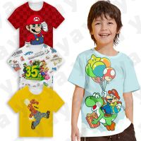 * YAYA * 2023เสื้อยืดเกม Nintendo ลายกราฟิกสำหรับเด็กเสื้อแขนสั้นสำหรับทุกวัน