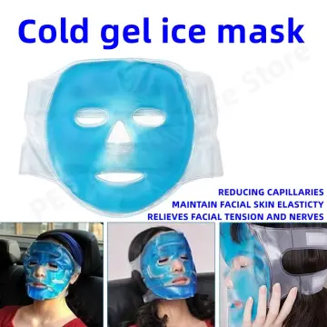 1pc Reusable Cold Gel Face Mask Blue Full Face Mask Ice Gel Eye Face Mask  Fatigue Relief Relaxation Facial Skin Care Tools