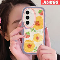 เคส JIUMOO สำหรับ Samsung S23 Plus เคสพิเศษ S23ลายการ์ตูนแฟชั่นภาพวาดสีน้ำมันดอกไม้สีสันสดใสเคสโทรศัพท์ใสแบบนิ่มเคสปกป้องเลนส์กล้องเคสใส