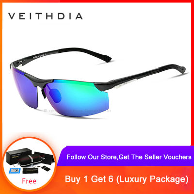 VEITHDIA แว่นกันแดด สไตล์วินเทจ  Polarized UV400 ผลิตจากวัสดุแมกนีเซียมอลูมิเนียม แว่นตากันแดด แว่นโพลาไรซ์ สำหรับผู้ชาย – 6511