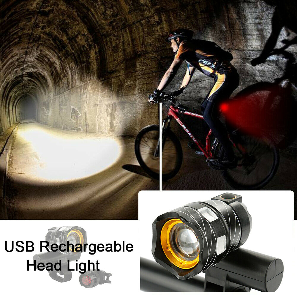 T6 LED MTB Rear/Front Set 15000LM Bicycle Lights Bike Headlight USB Rechargeable 